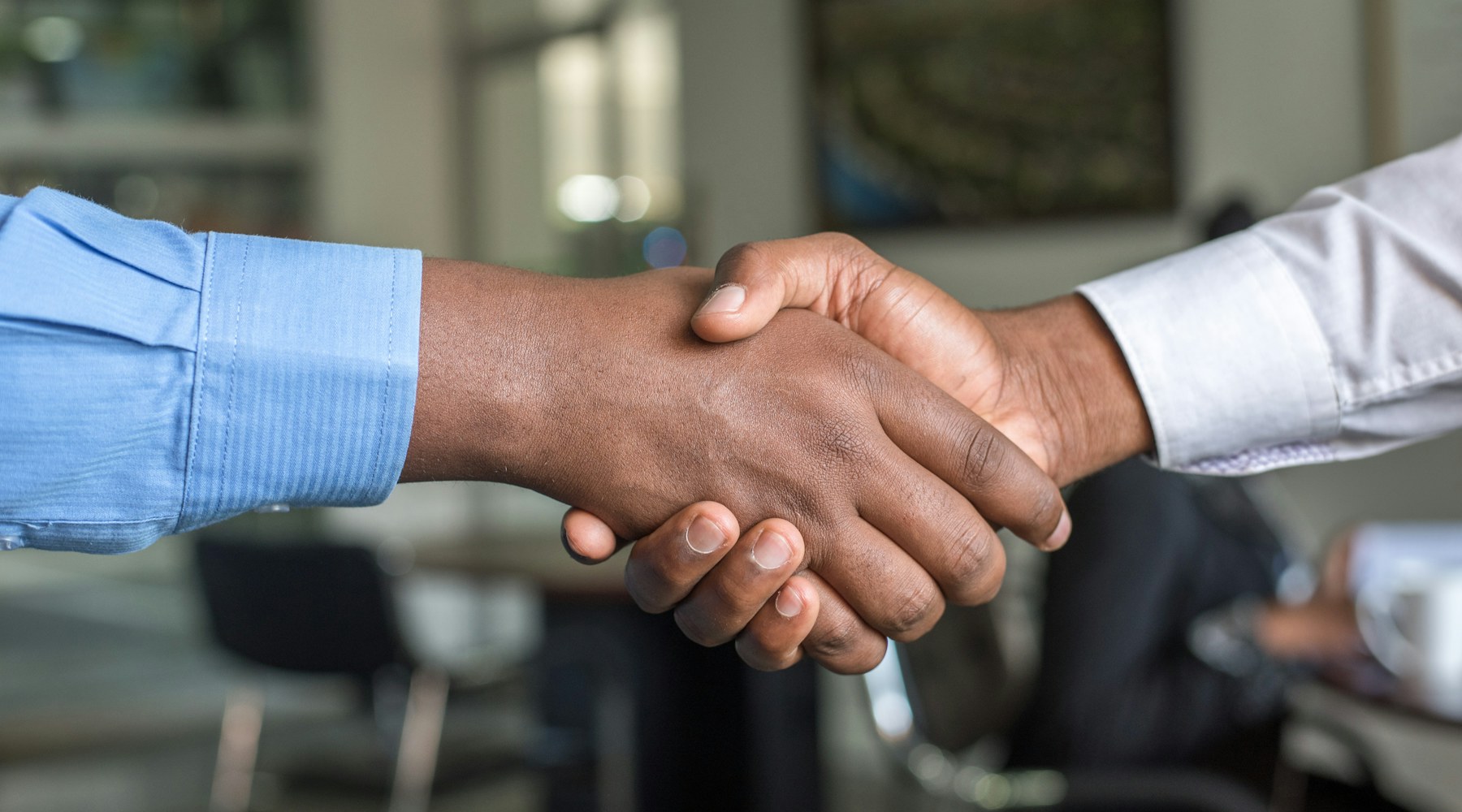 Two people shaking hands in a professional agreement